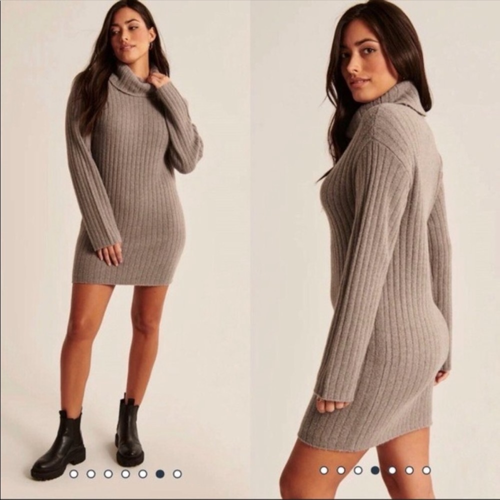 NWT! Abercrombie & Fitch Taupe Turtleneck Sweater Dress